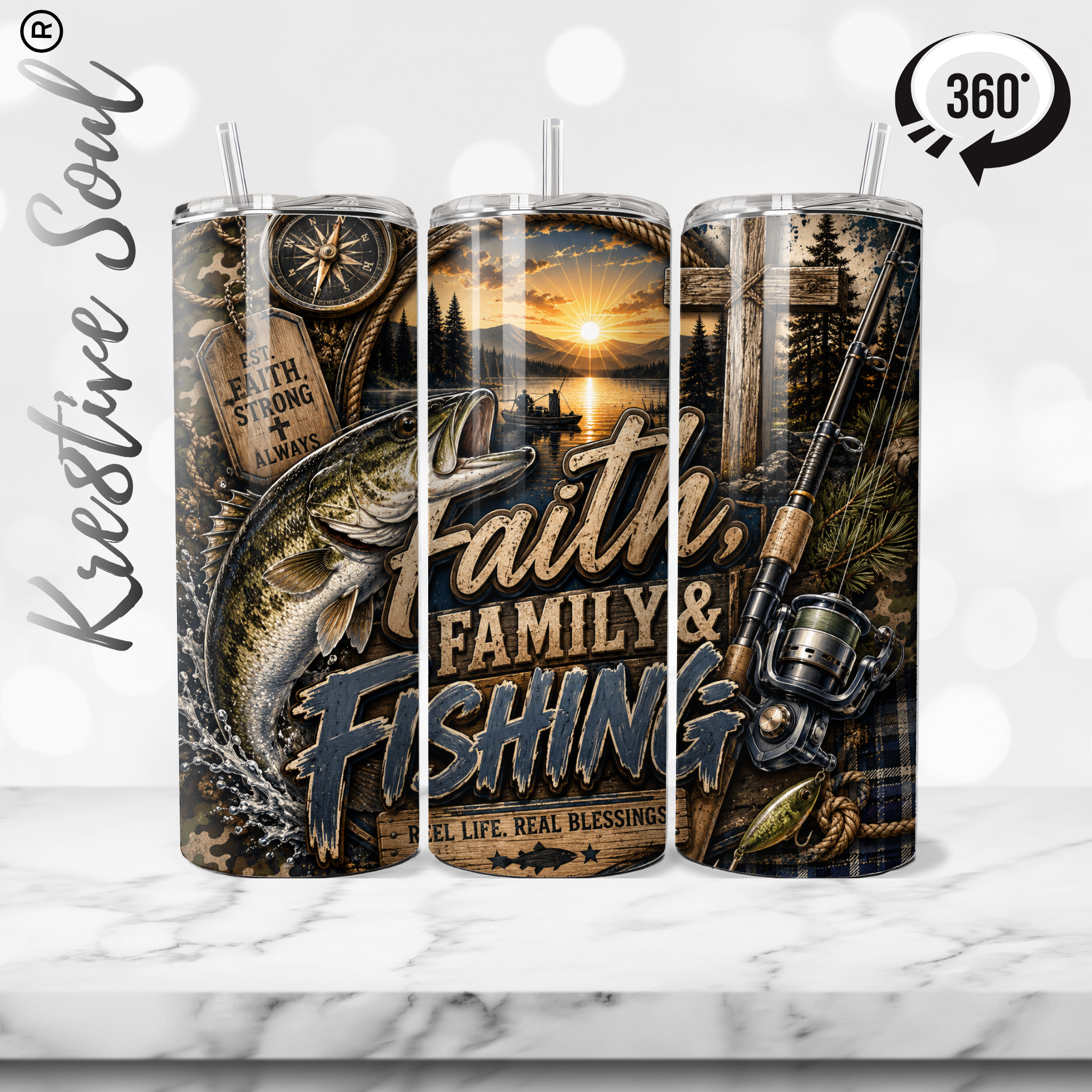Faith Family & Fishing 20 oz Stainless Steel Custom Tumbler