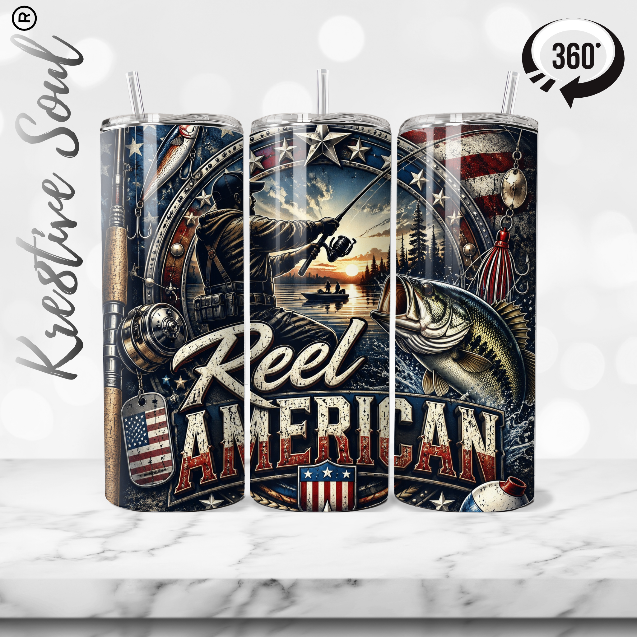 Reel American 20 oz Stainless Steel 20 oz Stainless Steel Custom Tumbler
