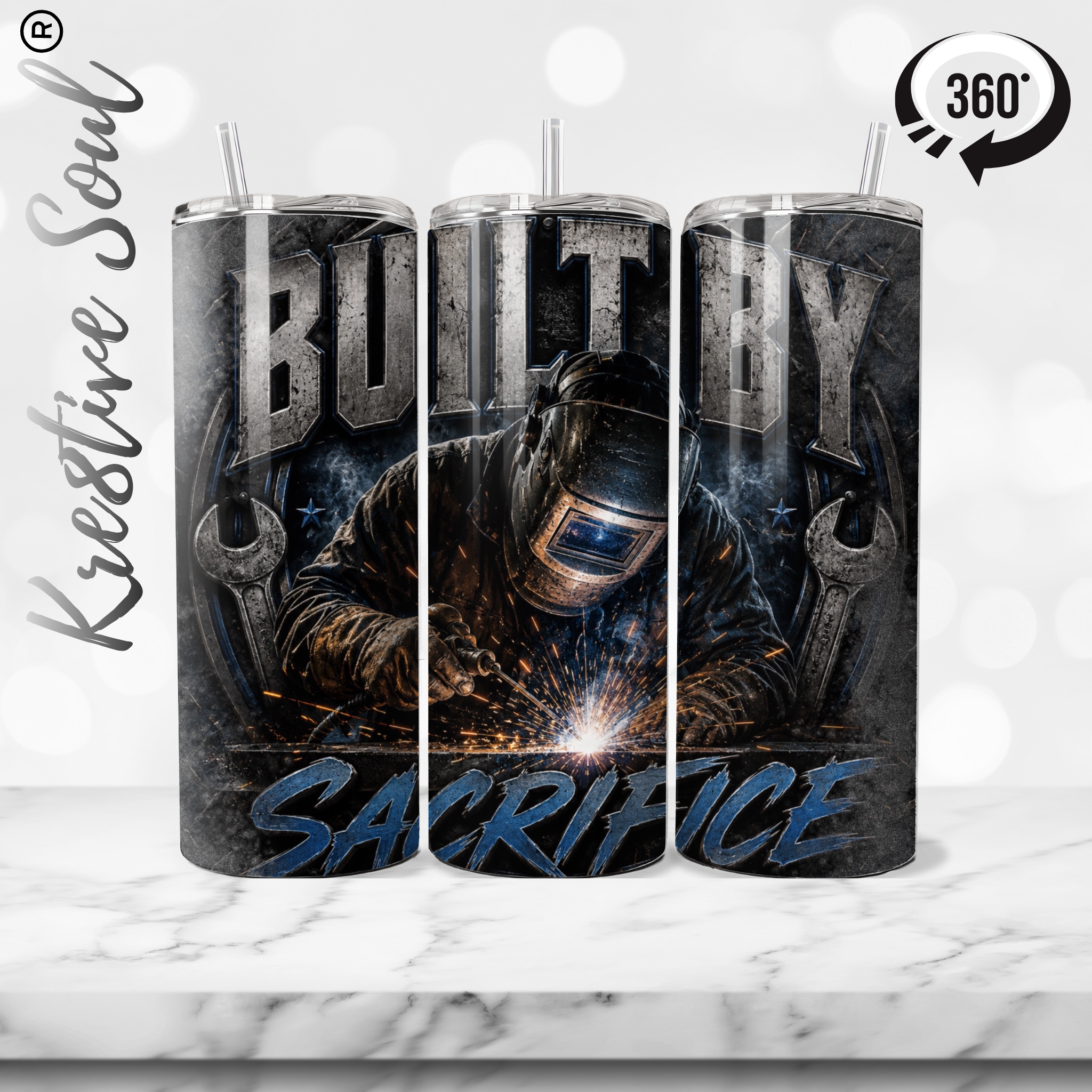 Built by Sacrifice 20 oz Stainless Steel Custom Tumbler