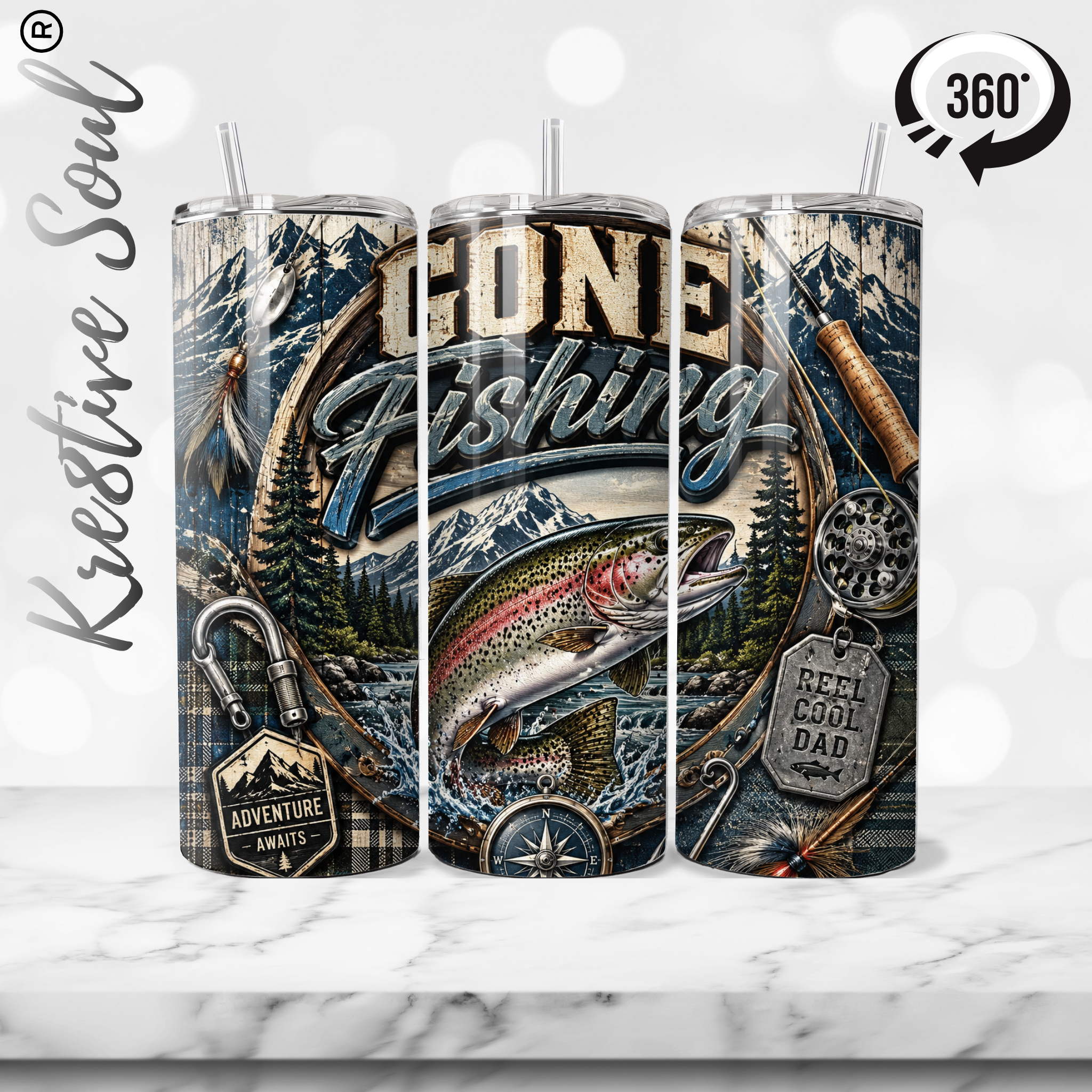Gone Fishing 20 oz Stainless Steel Custom Tumbler