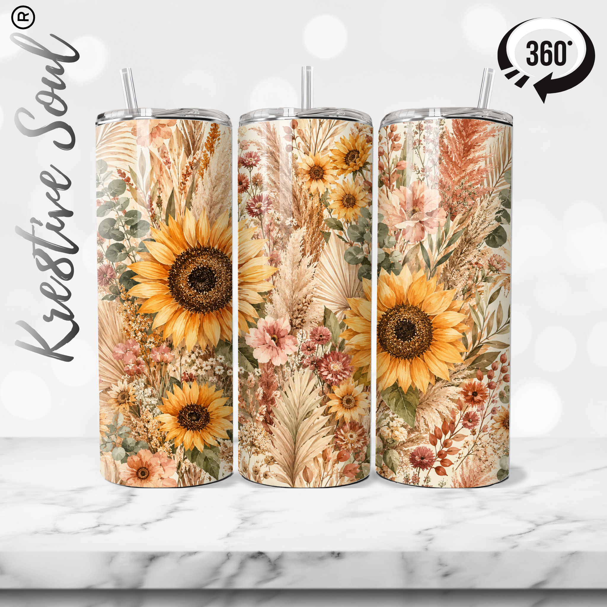 KS Sunflower Floral 20 oz Tumbler