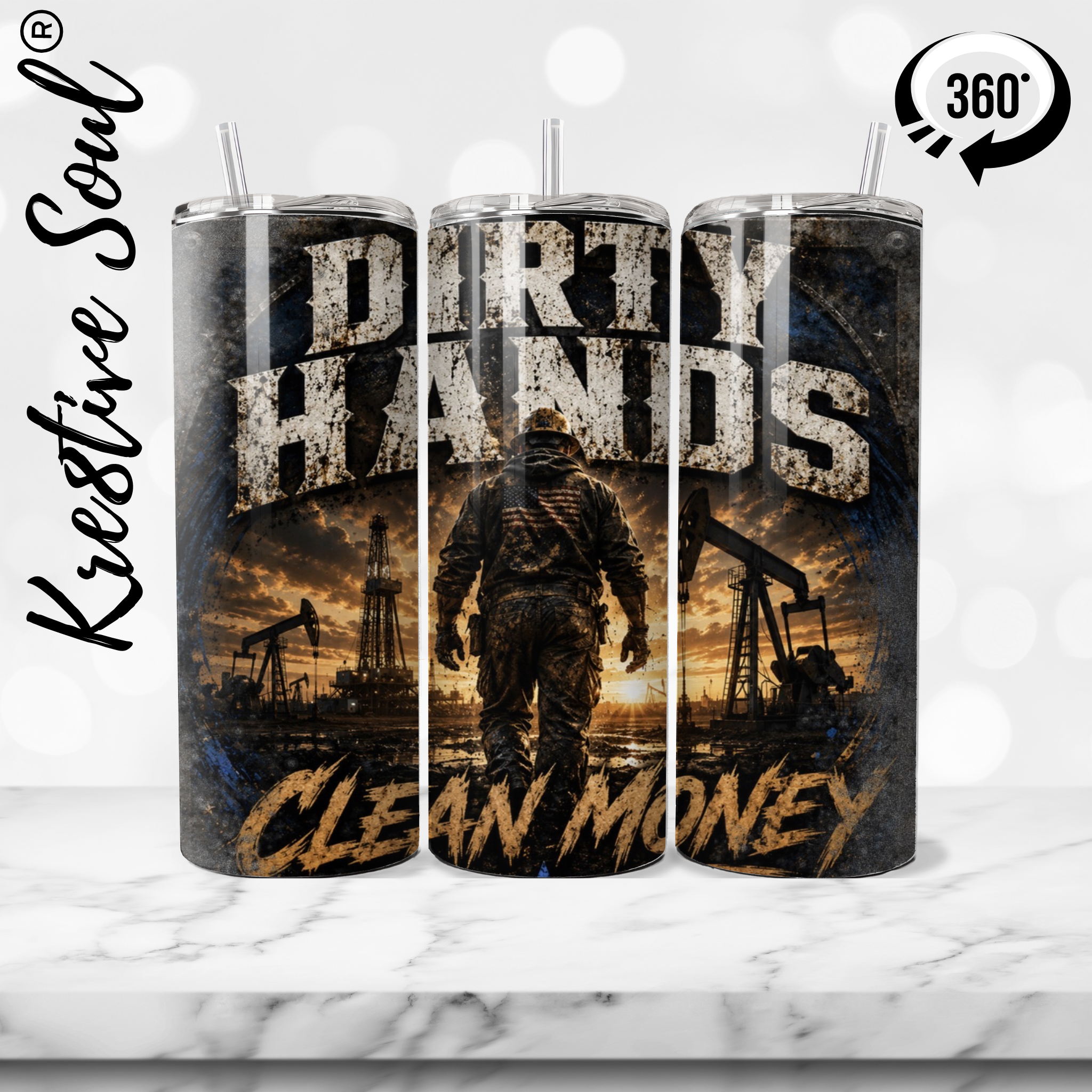 Dirty Hands Clean Money 20 oz Stainless Steel Custom Tumbler