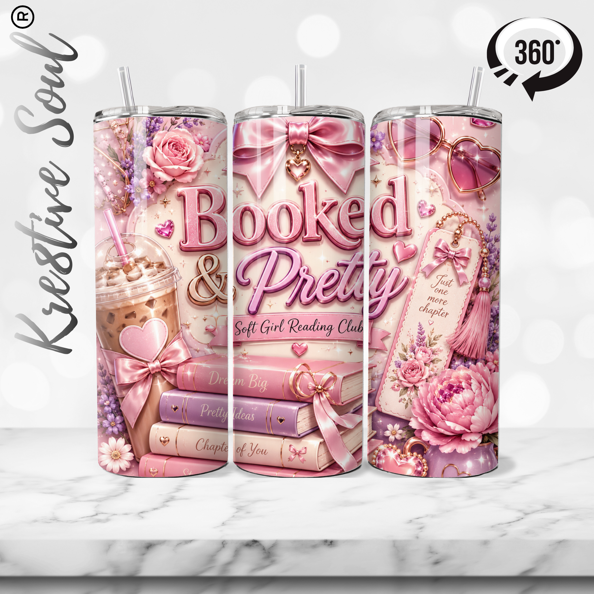 Booked and Pretty 20 oz Stainless Steel Custom Tumbler