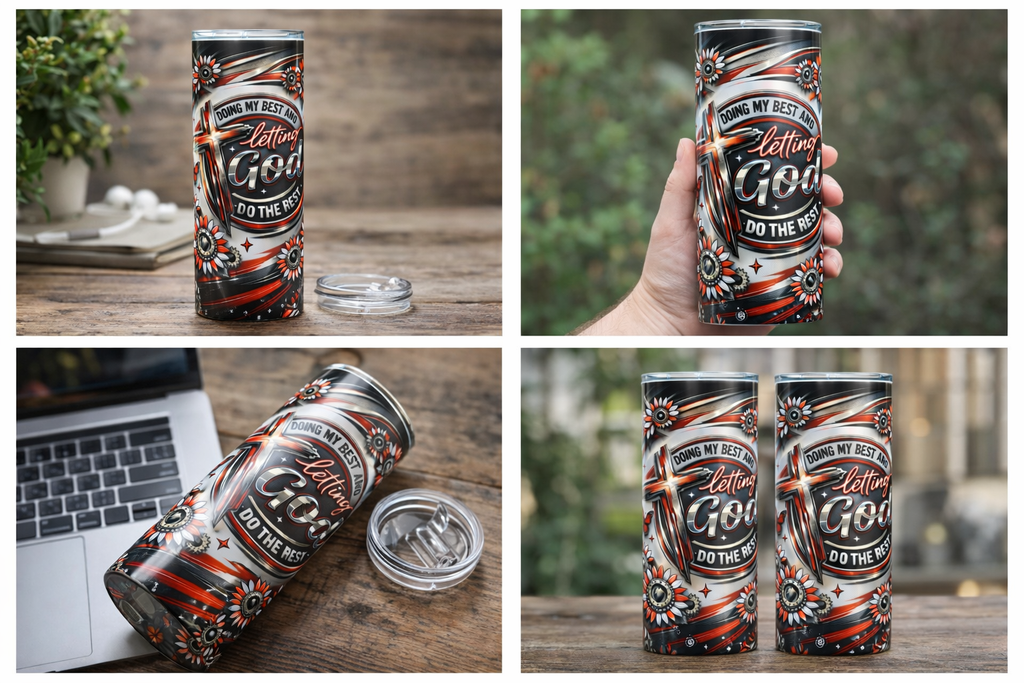 Letting God Do the Rest - Stainless Steel Tumbler - Custom Tumblers view 2 | Kre8tive Soul
