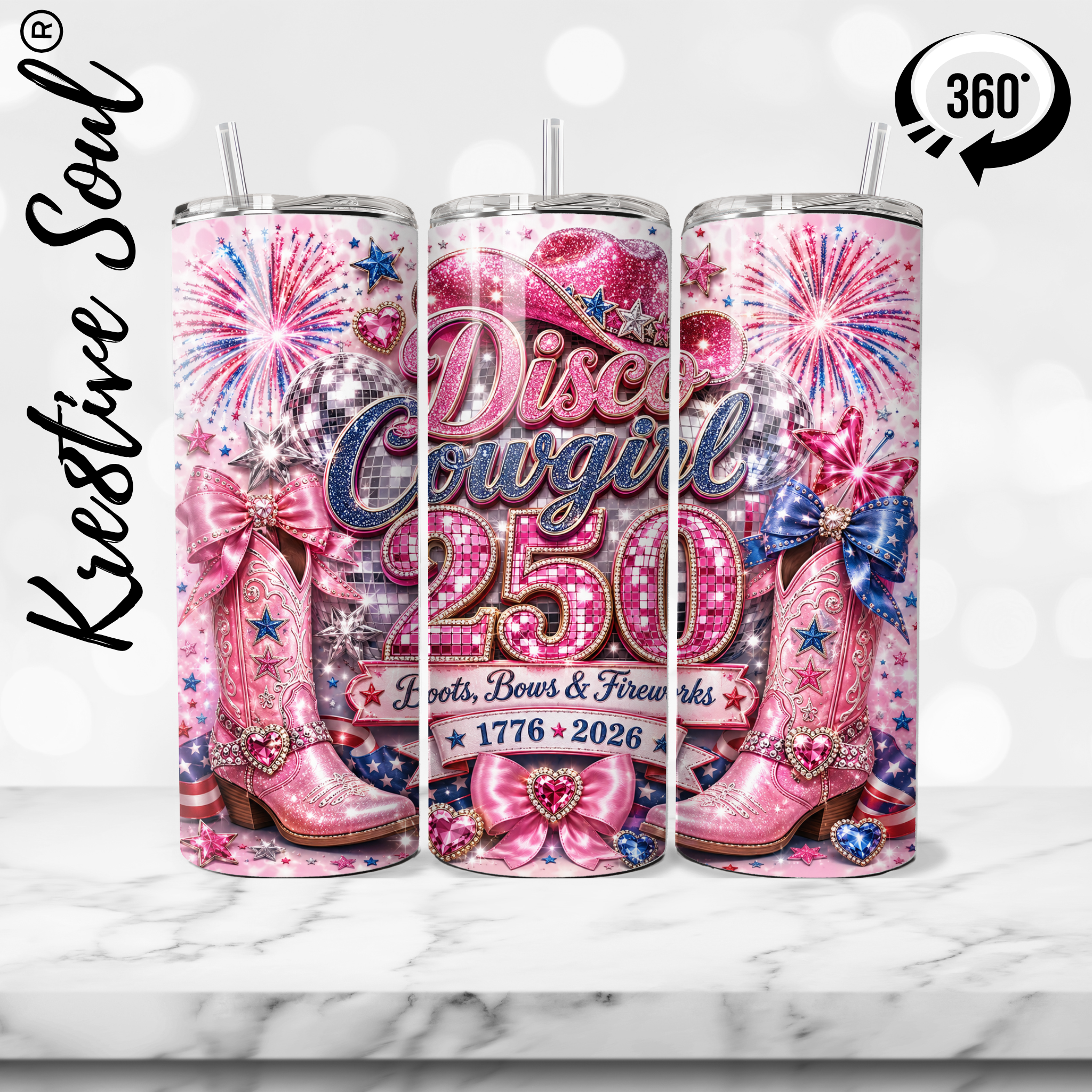 Disco Cowgirls 250th 20 oz Stainless Steel Custom Tumbler