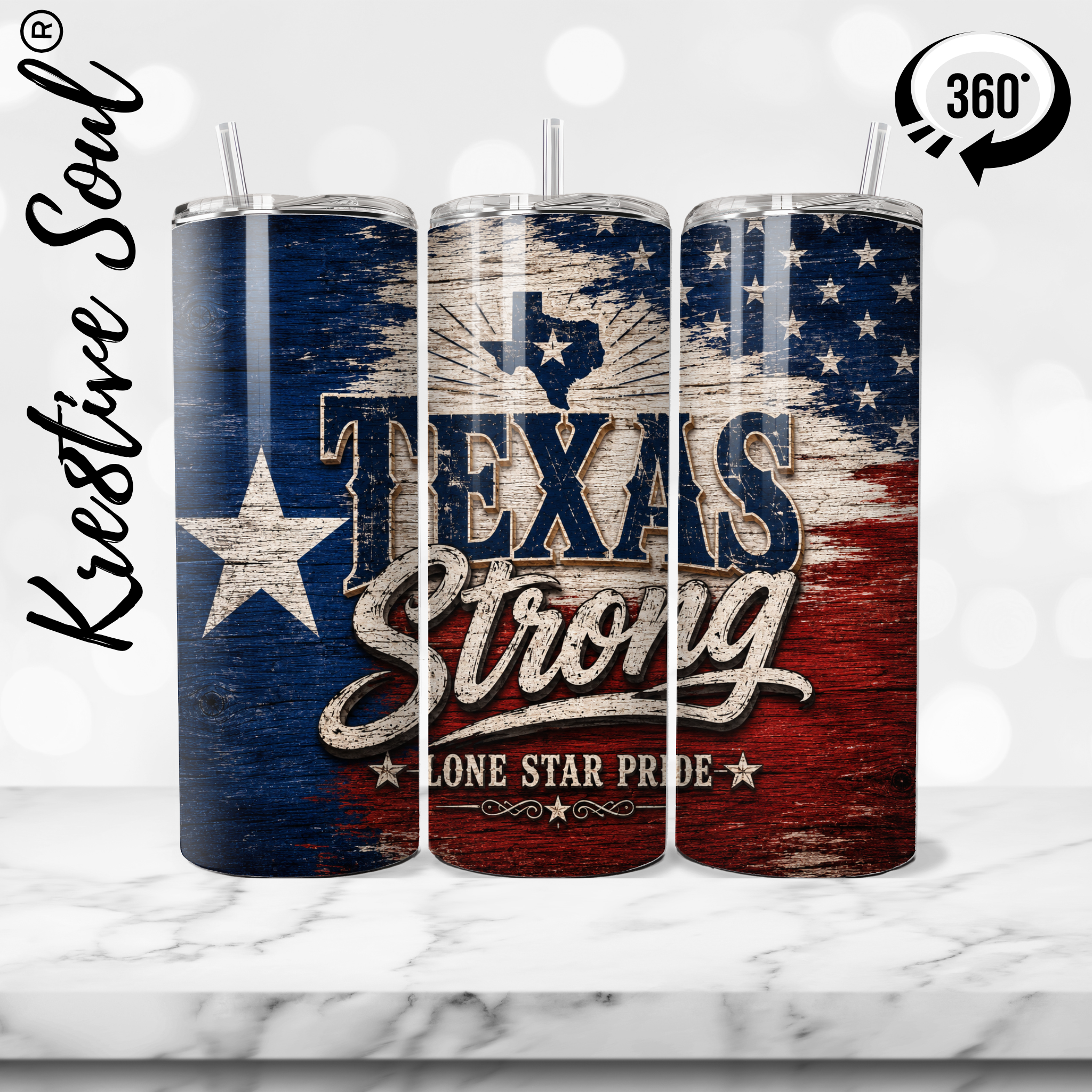 Texas Strong 20 oz Stainless Steel Custom Tumbler