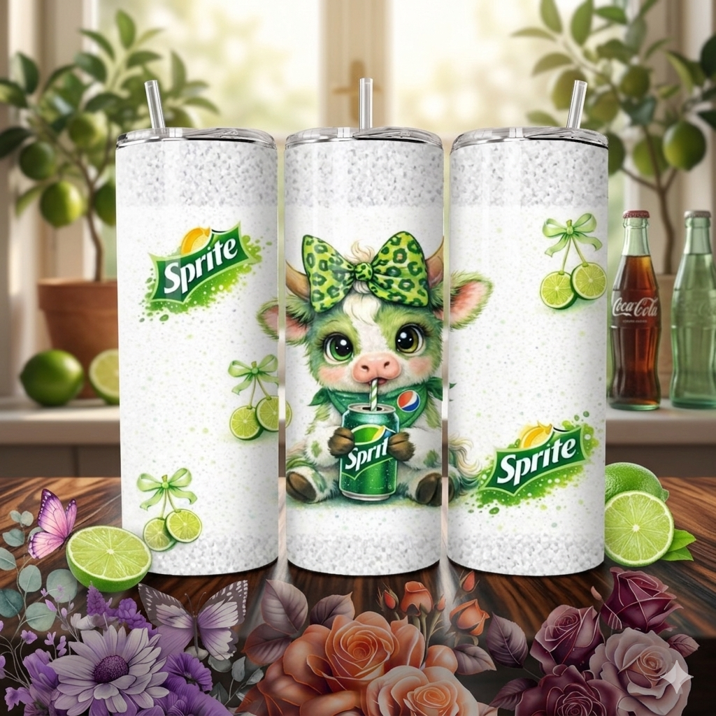 Highland Cow Sprite Stainless Steel Tumbler (20 oz) - Custom Tumblers by Kre8tive Soul