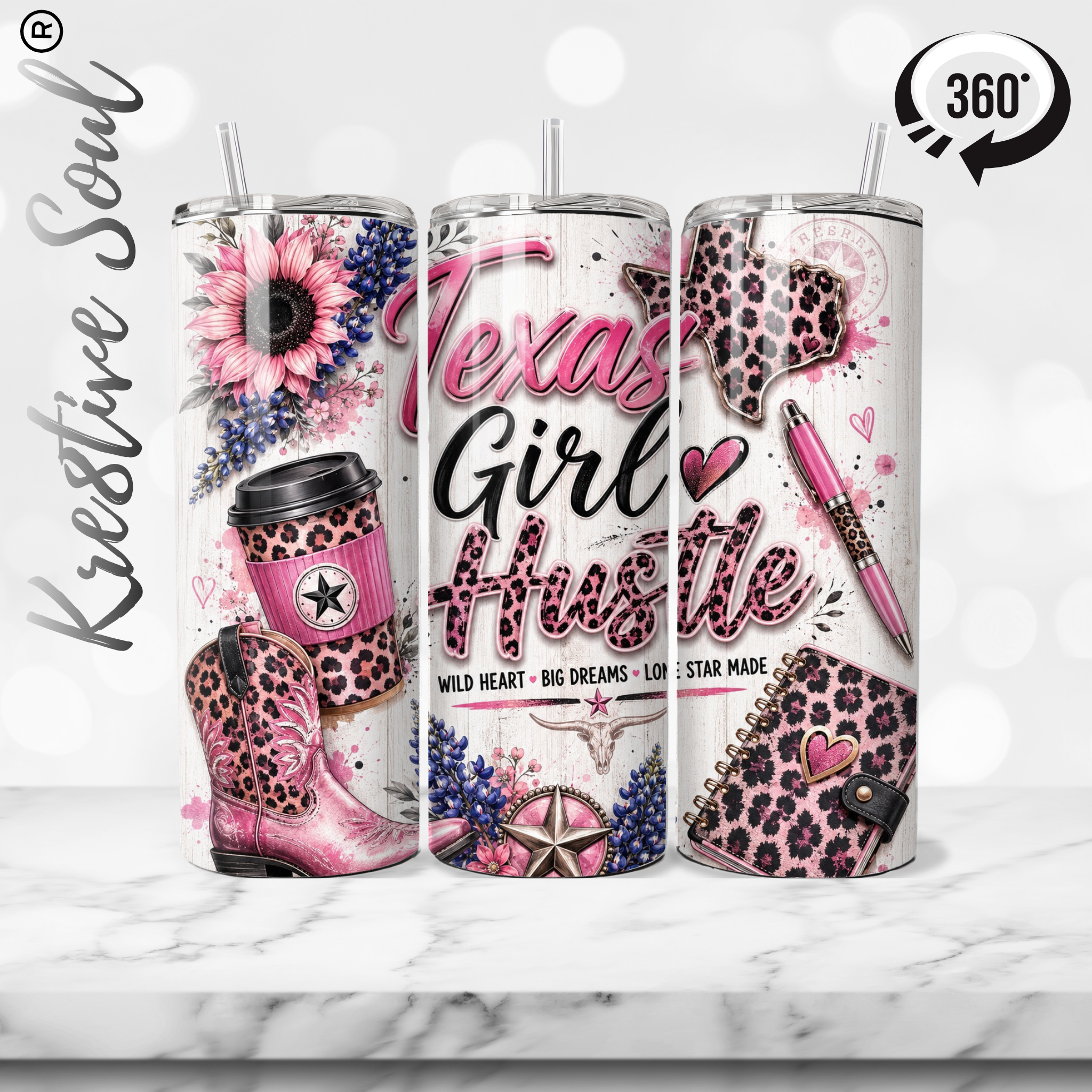 Texas Girl Hustle 20 oz Stainless Steel Custom Tumbler