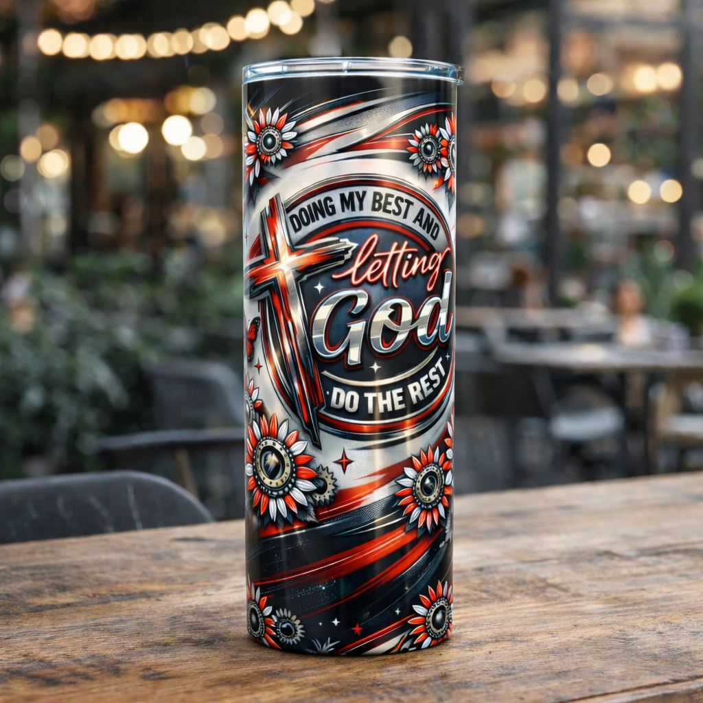 Letting God Do the Rest - Stainless Steel Tumbler - Custom Tumblers by Kre8tive Soul
