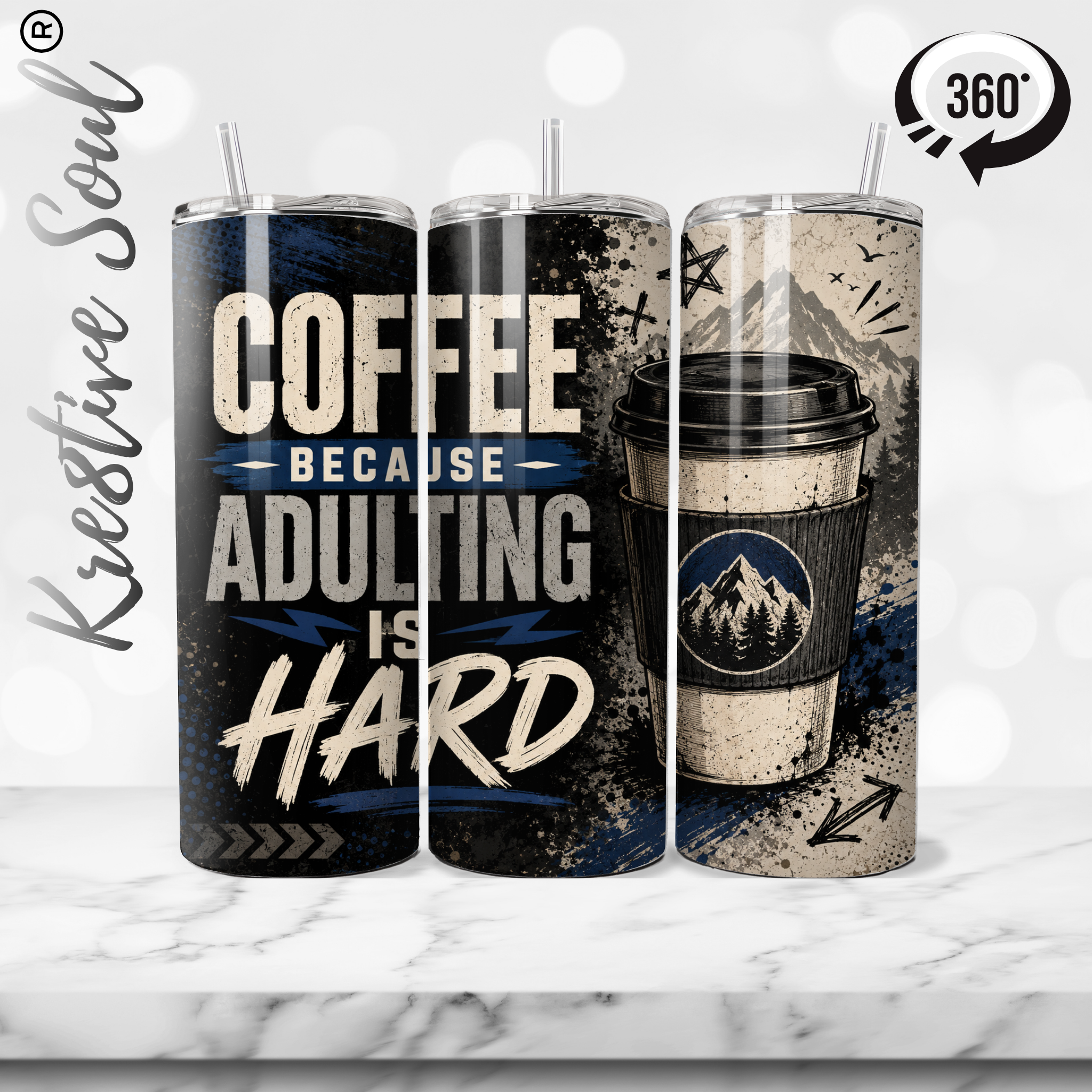 Coffee Because Adulting is Hard 20 oz Stainless Steel Custom Tumbler