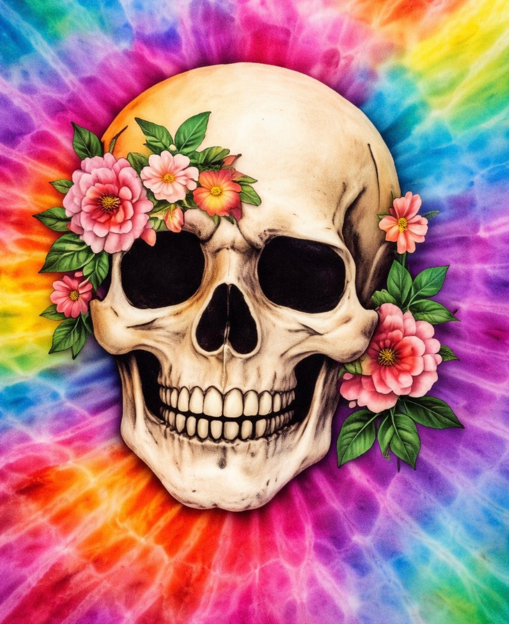 Sublimation Prints - KS 005 Skull Flower (20 oz Skinny Tumbler) - Prints by Kre8tive Soul