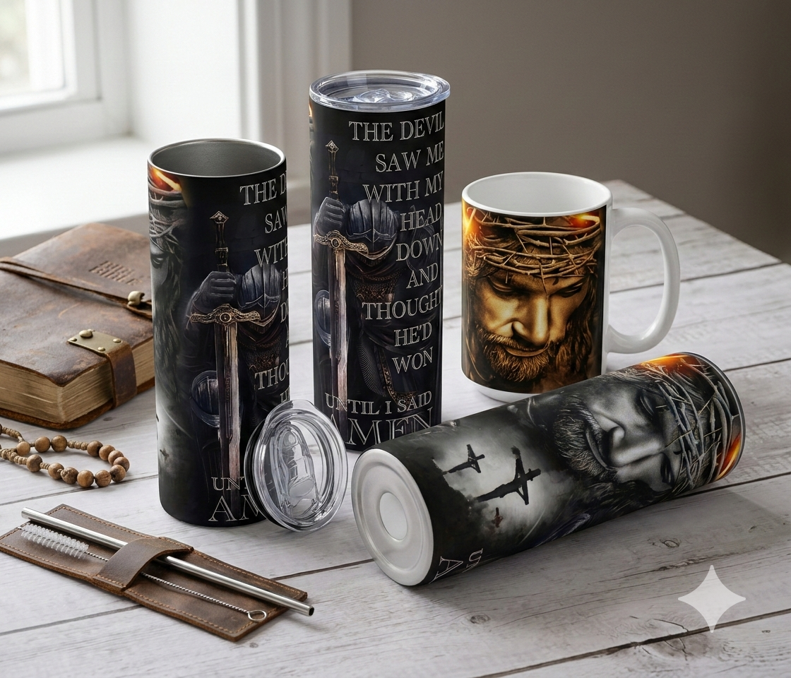 Amen - Stainless Steel Tumbler - Custom Tumblers view 2 | Kre8tive Soul