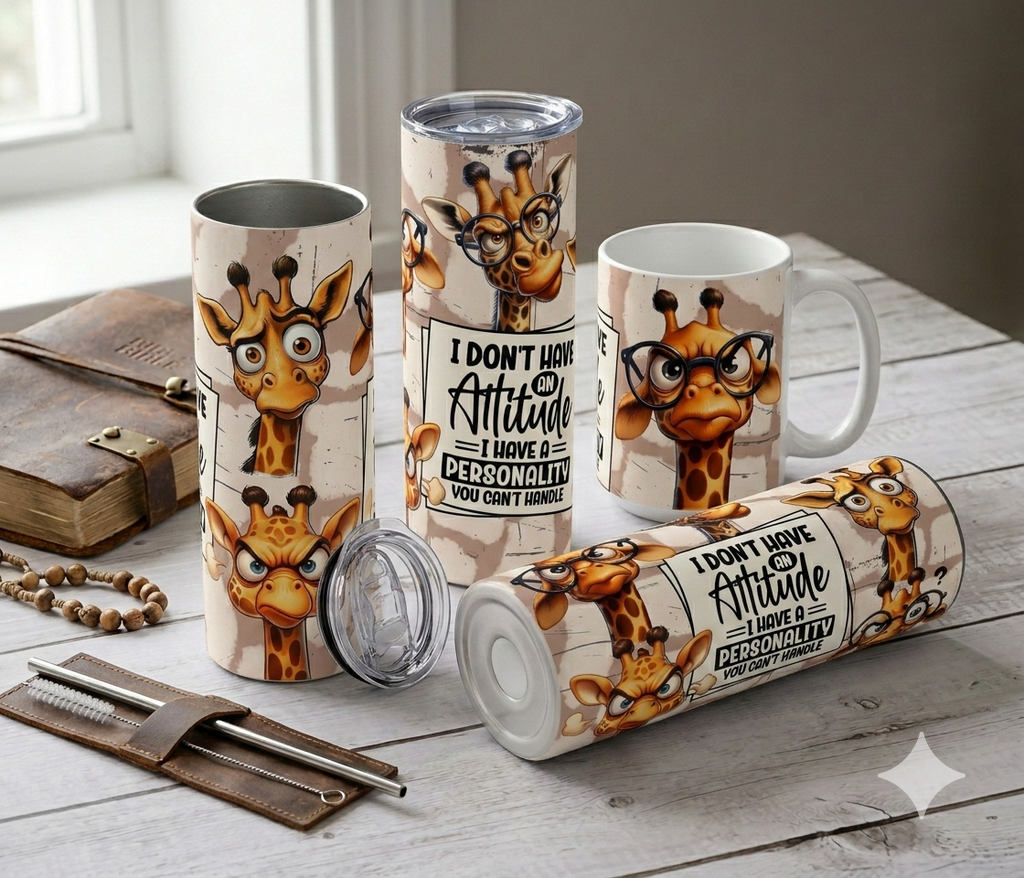 Personality Giraffe- Stainless Steel Tumbler - Custom Tumblers by Kre8tive Soul