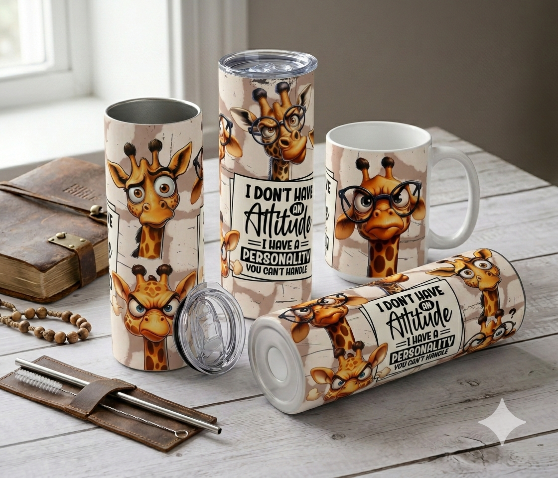 Personality Giraffe- Stainless Steel Tumbler - Custom Tumblers by Kre8tive Soul