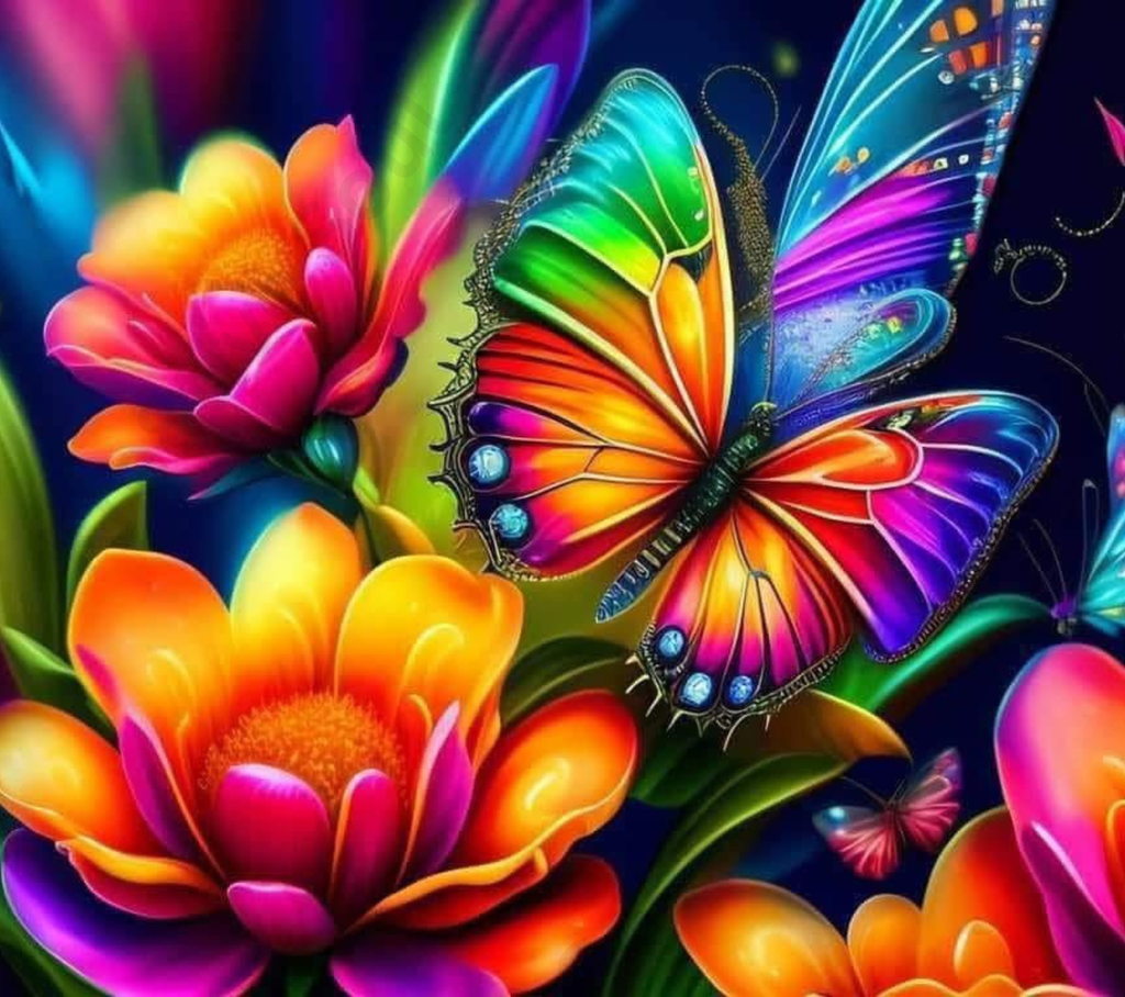 Sublimation Prints - KS 002 Butterfly/Flower (20 oz Skinny Tumbler)