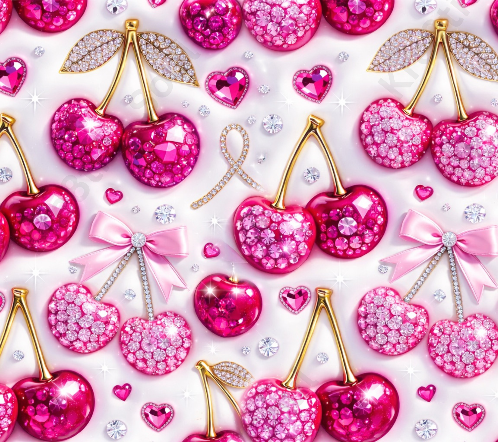 Sublimation Prints - KS 011 Cherry Bling  (20 oz Skinny Tumbler)