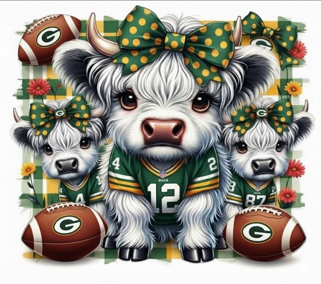 Sublimation Prints - KS 013 Highland Cow Football/Baseball  (20 oz Skinny Tumbler)