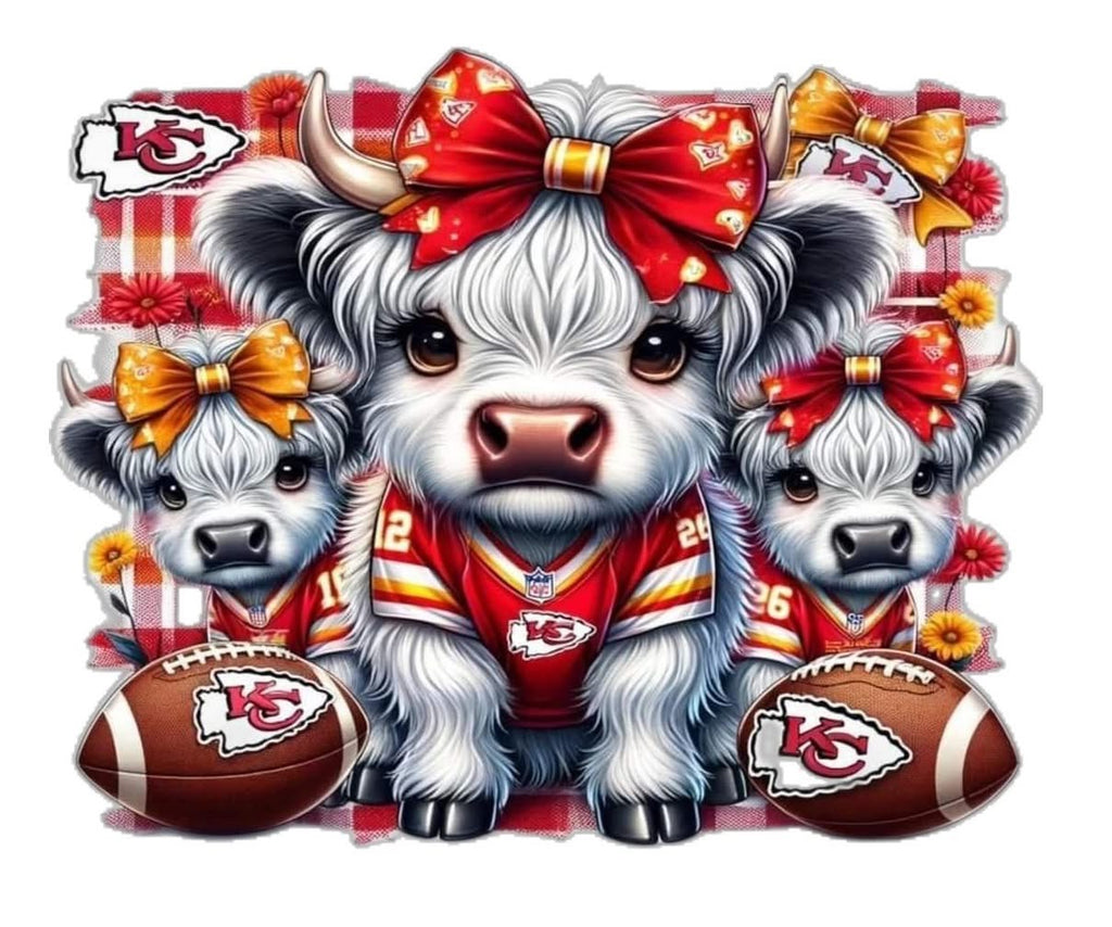 Sublimation Prints - KS 013 Highland Cow Football/Baseball  (20 oz Skinny Tumbler)