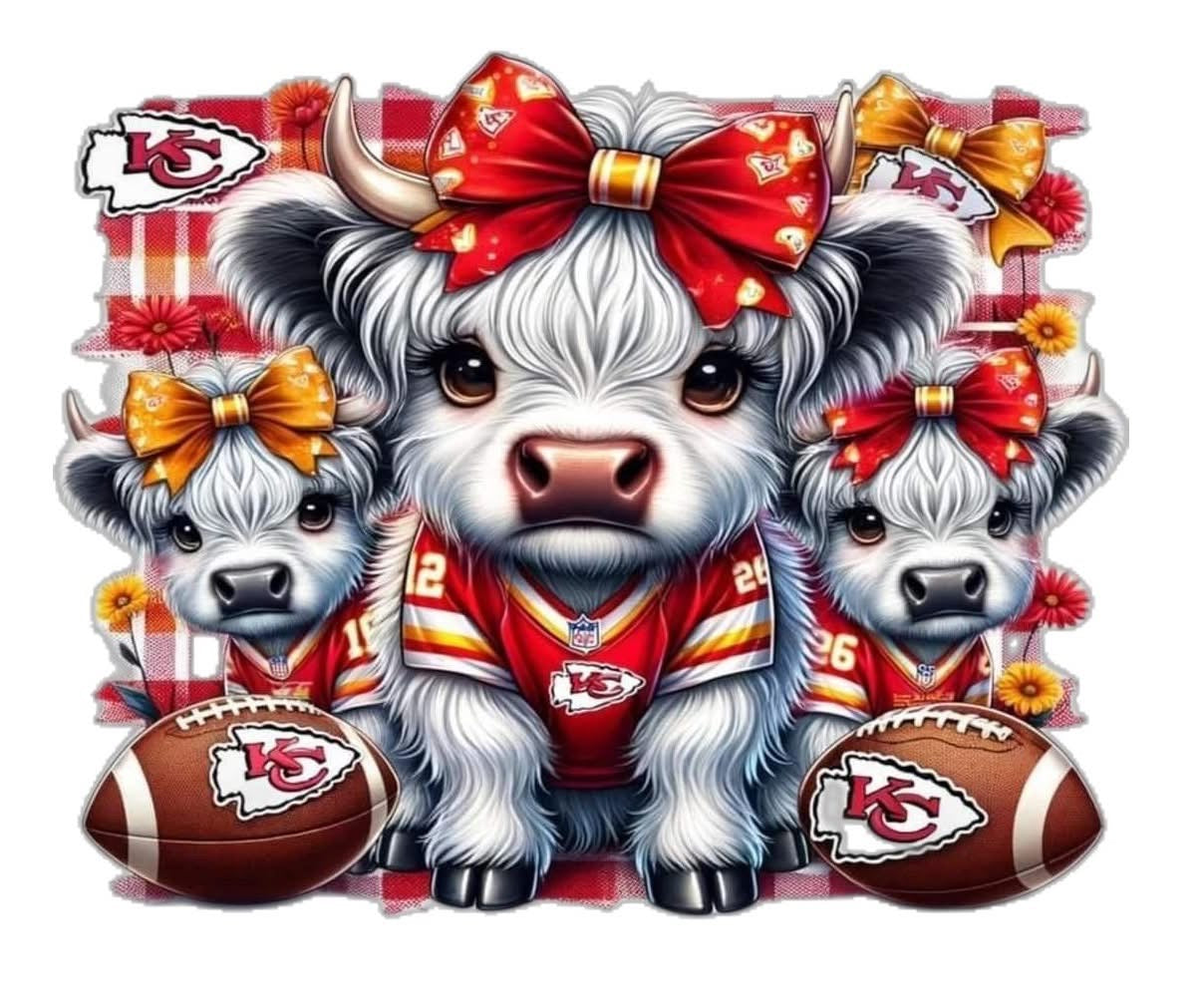 Sublimation Prints - KS 013 Highland Cow Football/Baseball  (20 oz Skinny Tumbler)