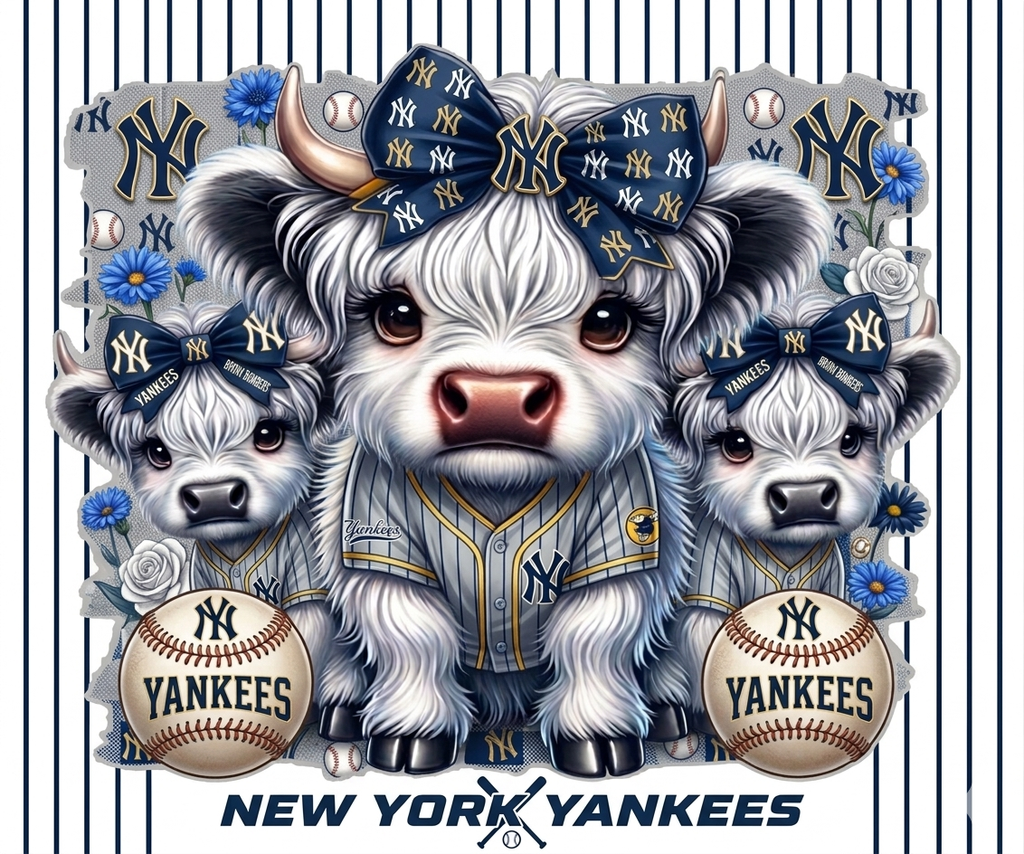 Sublimation Prints - KS 013 Highland Cow Football/Baseball  (20 oz Skinny Tumbler)