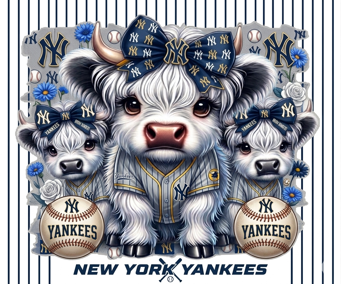 Sublimation Prints - KS 013 Highland Cow Football/Baseball  (20 oz Skinny Tumbler)