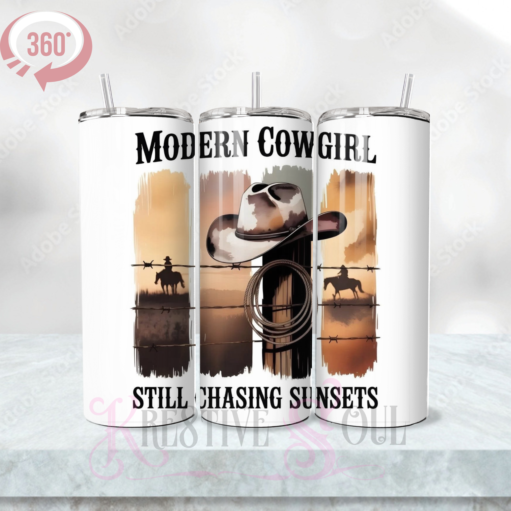 Modern Cow girl Stainless Steel Tumbler (20 oz) - product by Kre8tive Soul