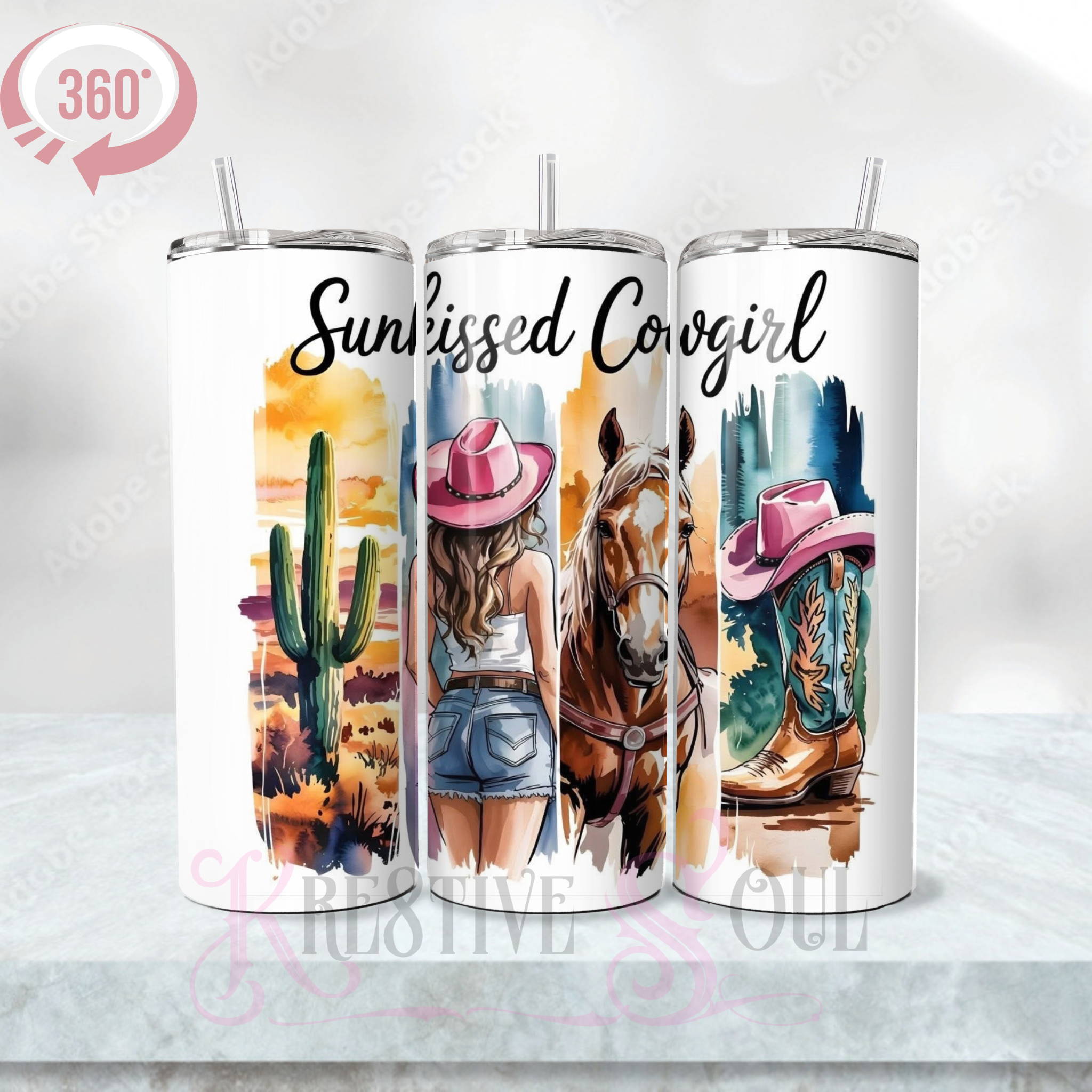 Sun-kissed Cowgirl Stainless Steel Tumbler (20 oz) - product by Kre8tive Soul