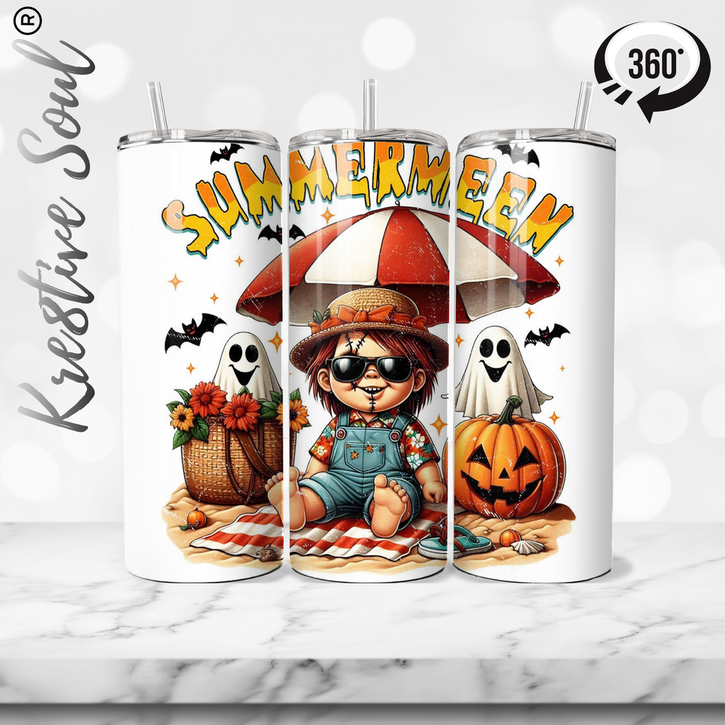 Summerween Chucky Stainless Steel Tumbler - Custom Tumblers by Kre8tive Soul