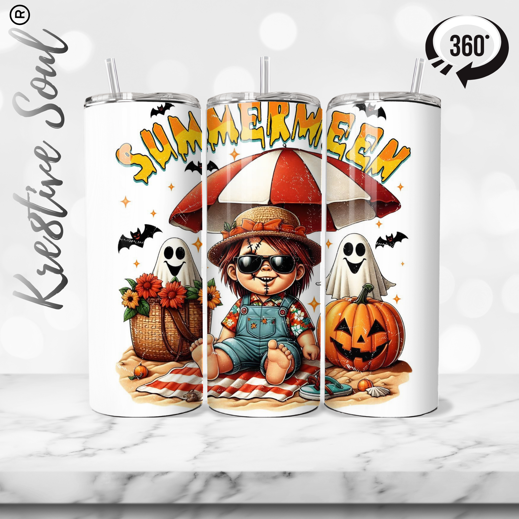 Summerween Chucky Stainless Steel Tumbler - Custom Tumblers by Kre8tive Soul