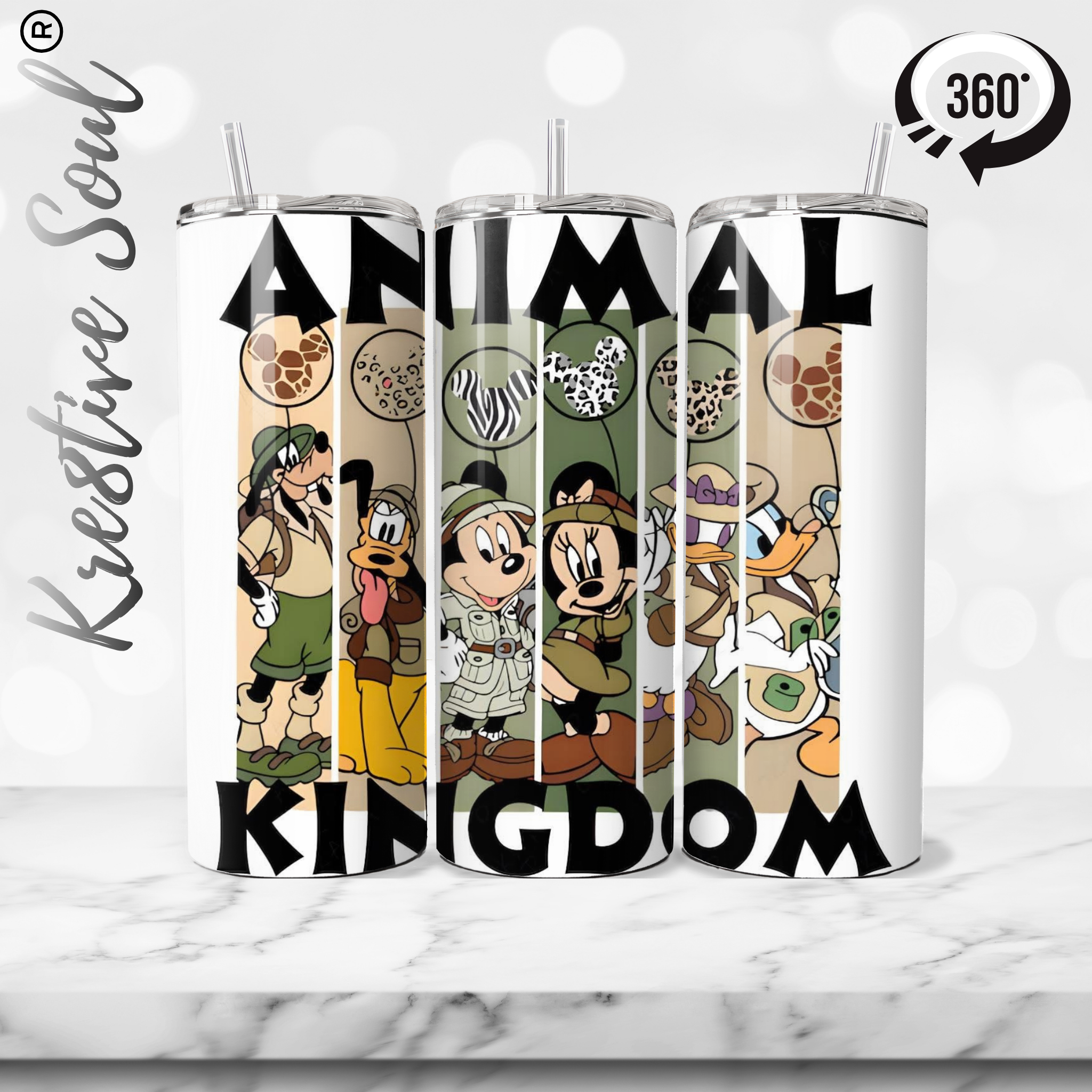 Animal Kingdom 20 oz Stainless Steel Tumbler - Custom Tumblers by Kre8tive Soul