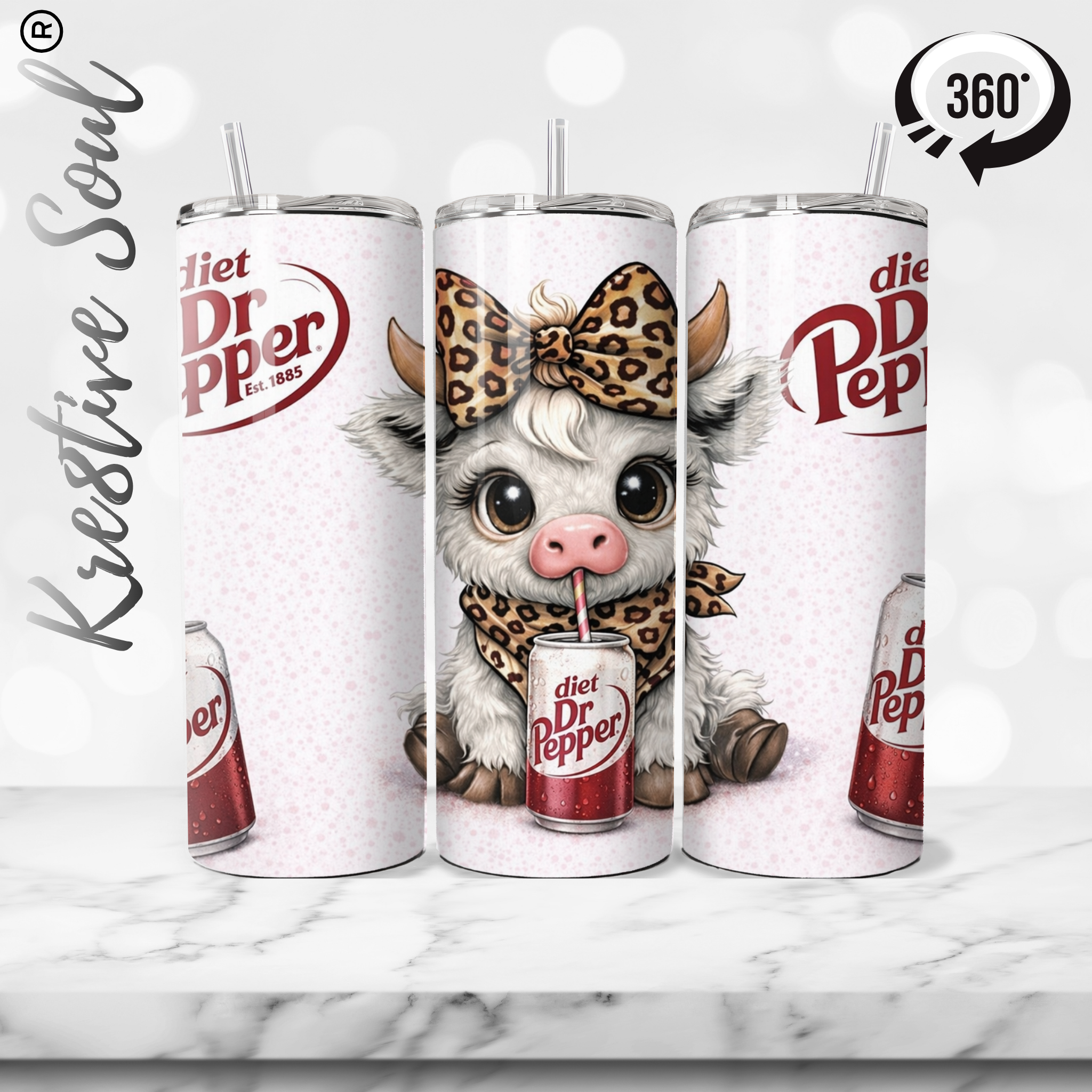 Highland Cow Diet Dr Pepper Stainless Steel Tumbler (20 oz) - product by Kre8tive Soul