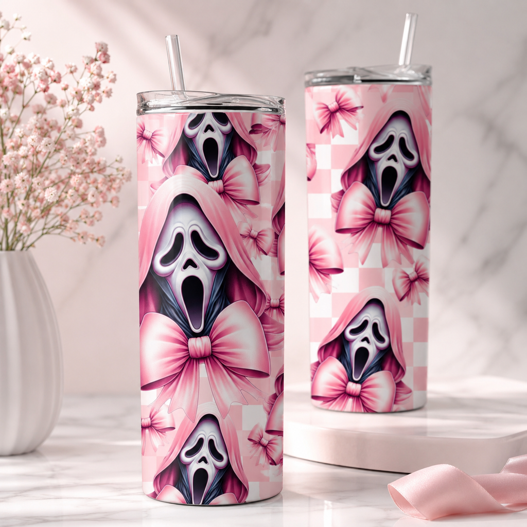 Ghost Face 20 oz Stainless Steel Flat Edge Tumbler