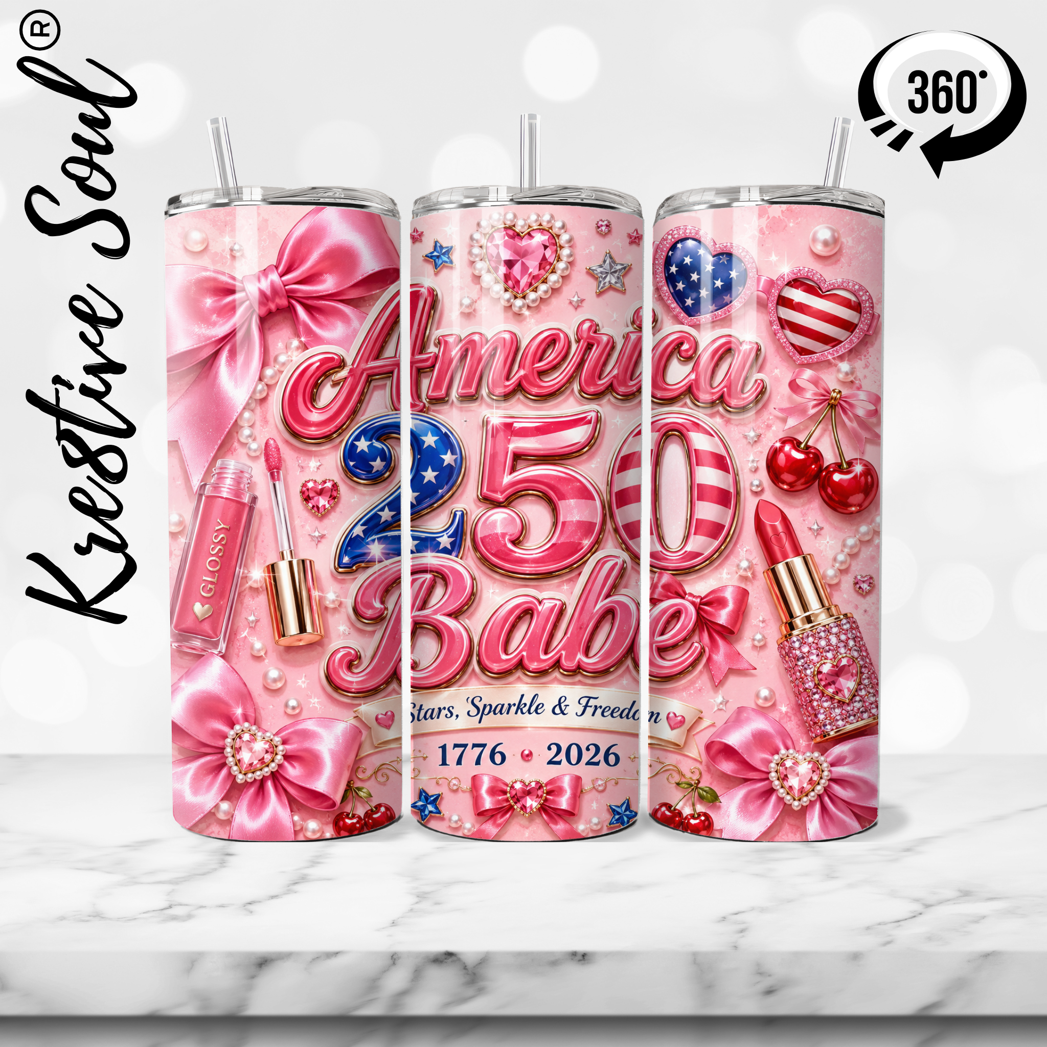 American 250 Babe 20 oz Stainless Steel Custom Tumbler