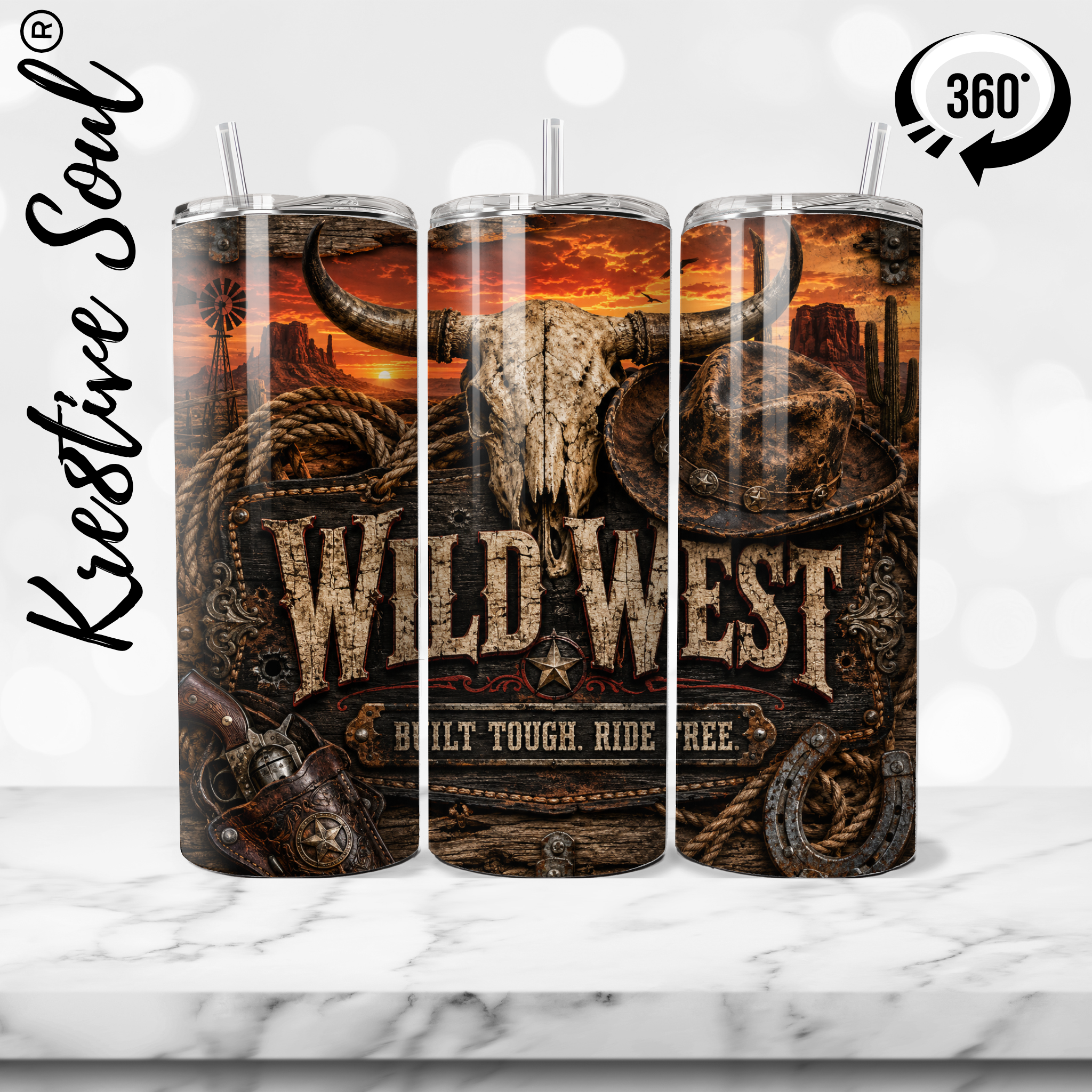 Wild West 20 oz Stainless Steel Custom Tumbler