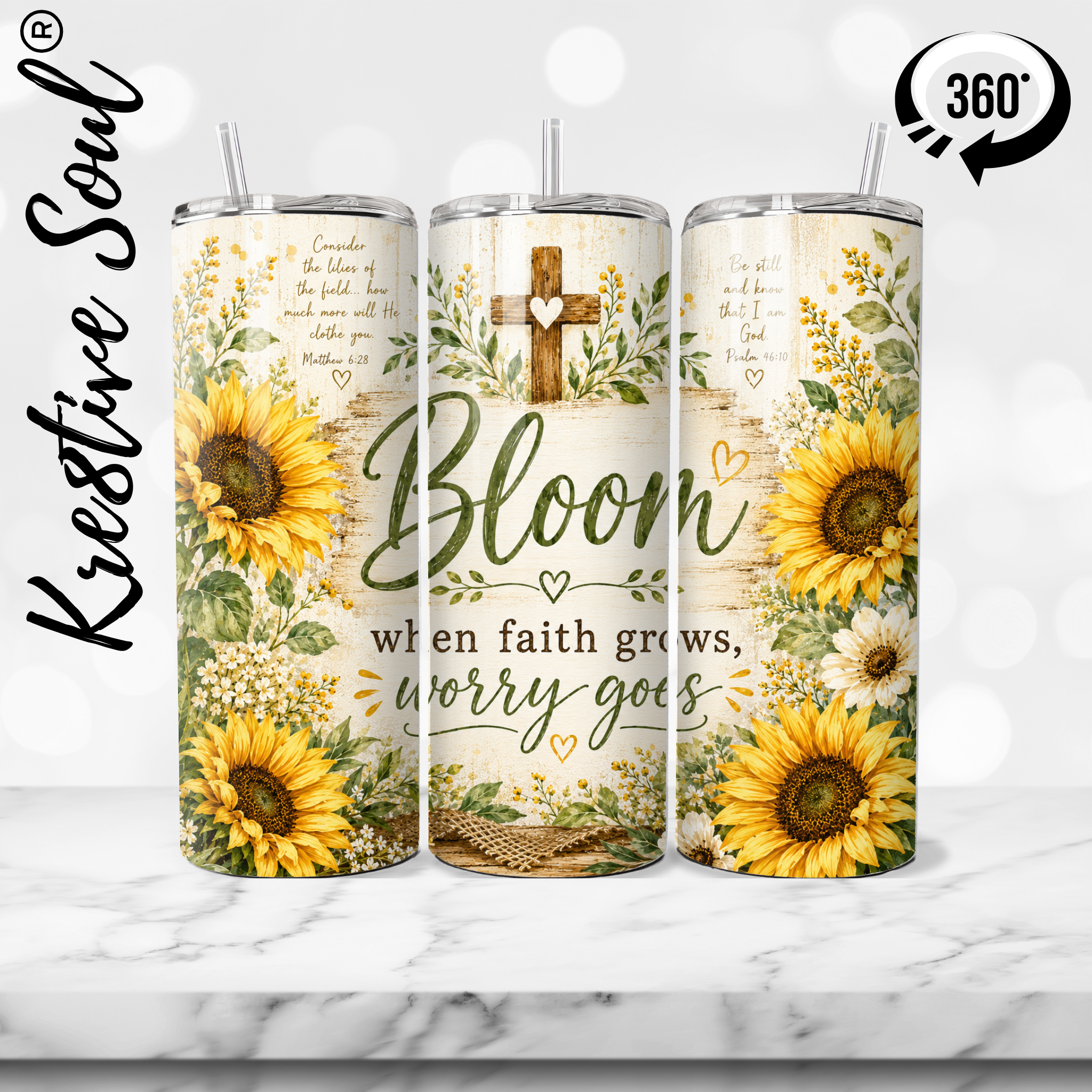 Bloom Faith 20 oz Stainless Steel Custom Tumbler