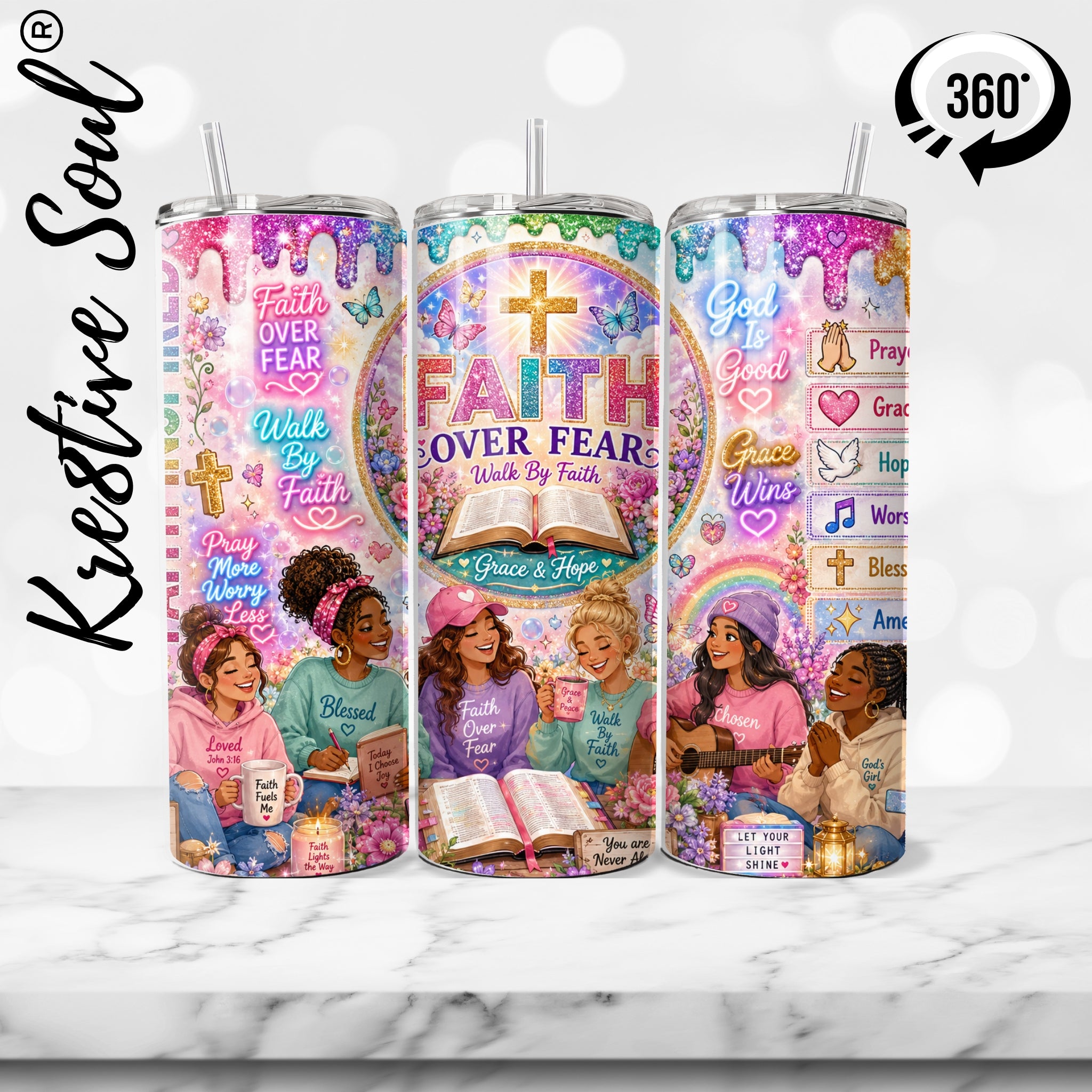 Faith Over Fear Coffee Themed Stainless Steel Tumbler - KS059